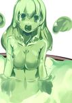  1girl :d breasts enokoron female goo_girl green_eyes long_hair monster_girl open_mouth original simple_background solo white_background 