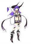  bad_id bad_pixiv_id blush boots demon_girl demon_horns demon_tail demon_wings full_body gloves highres horns miruto_netsuki pointy_ears purple_eyes purple_hair solo tail wings 