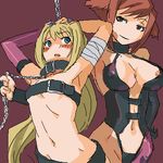  animal_print areolae armpits bandages bangs bat_print bdsm beltbra black_panties blonde_hair blue_eyes blush bondage bound brandy_(musashiden) brave_fencer_musashiden breasts brown_eyes brown_hair buckle chain chained cleavage collar cosplay femdom flat_chest groin large_breasts leash leather lilith_aensland lilith_aensland_(cosplay) liquor_(musashiden) long_hair lowres morrigan_aensland morrigan_aensland_(cosplay) multiple_girls nanasu navel nipple_slip nipples oekaki open_mouth panties pantyhose ponytail print_legwear short_hair smirk underwear vampire_(game) yuri 