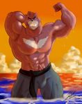  abs anthro bear biceps bulge clothed clothing jabu kumatetsu male mammal muscular one_eye_closed the_boy_and_the_beast topless wink 
