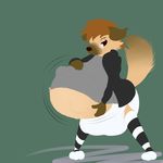  belly big_belly brown_fur brown_hair canine coyote diaper eyewear fur glasses hair hand_on_stomach male mammal post_vore prettypaddedprincess solo vore 