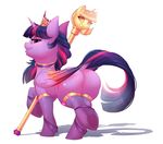  2017 butt choker clothing cutie_mark dock equine evehly feathered_wings feathers female feral friendship_is_magic hair hi_res holding_object hooves horn legwear looking_at_viewer looking_back mammal multicolored_hair multicolored_tail my_little_pony purple_eyes rear_view simple_background smile solo stockings thigh_highs twilight_scepter_(mlp) twilight_sparkle_(mlp) underhoof white_background winged_unicorn wings 