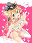  :d anchor_hair_ornament animal_band_legwear animal_ears arm_garter ass bare_arms bare_shoulders bell blonde_hair blush bow bowtie bra breasts cat_band_legwear cat_cutout cat_day cat_ear_panties cat_ears cat_lingerie cat_tail choker cleavage cleavage_cutout collarbone commentary_request extra_ears eyebrows_visible_through_hair fang frilled_bra frills from_above green_eyes grey_hat hair_ornament hand_up hat heart highres inuzumi_masaki jingle_bell kantai_collection long_hair looking_at_viewer looking_up low_twintails medium_breasts meme_attire open_mouth panties peaked_cap pink_bow pink_neckwear prinz_eugen_(kantai_collection) ribbon side-tie_panties sitting smile solo spoken_heart tail tareme thighhighs twintails twitter_username two-tone_background underwear underwear_only wariza white_legwear white_panties white_ribbon 
