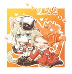  :&lt; :d =_= ^_^ ^o^ anchor animal_ears aquila_(kantai_collection) bangs black_gloves black_legwear black_skirt blonde_hair blue_eyes blush capelet cat_day cat_ears cat_tail chibi closed_eyes closed_mouth coffee cup dated dress expressionless eyebrows_visible_through_hair fang full_body gloves graf_zeppelin_(kantai_collection) hair_between_eyes hair_ornament hairclip happy hat heart holding holding_cup holding_hand iron_cross jitome kantai_collection kemonomimi_mode kneeling long_sleeves looking_afar motion_lines multiple_girls necktie nose_blush open_mouth orange_gloves orange_hair outline pantyhose peaked_cap pleated_skirt ponytail rebecca_(keinelove) red_dress red_neckwear sitting skirt smile steam swept_bangs tail teacup white_hat yokozuwari 