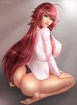  1girl ass barefoot black_panties blue_eyes breasts erect_nipples flowerxl high_school_dxd huge_breasts large_breasts legs long_hair nipples panties red_hair rias_gremory solo thighs toes underwear 