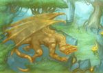  dragon evolve_(copyright) feral forest large_size torin tree wings 