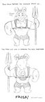  asgore_dreemurr beard boss_monster caprine crown english_text facial_hair fangs goat horn human long_ears mammal melee_weapon monochrome polearm protagonist_(undertale) quailtea sketch text trident undertale video_games weapon 