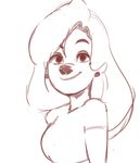  anthro canine clothed clothing disney ear_piercing female goof_troop looking_at_viewer mammal mrpotatoparty piercing roxanne_(goof_troop) sketch smile solo 