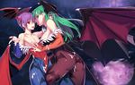  animal_print ass bare_shoulders bat_print blue_legwear breasts bridal_gauntlets commentary_request cum cum_on_body cum_on_lower_body cum_on_upper_body demon_girl demon_wings facial flat_chest flat_chest_grab grabbing green_eyes green_hair hair_tousle head_wings incest kawakami_rokkaku large_breasts leotard leotard_pull licking_lips lilith_aensland long_hair md5_mismatch morrigan_aensland multiple_girls nipples pantyhose partially_visible_vulva print_legwear purple_hair purple_legwear red_eyes red_leotard saliva saliva_trail short_hair siblings sisters succubus thong tongue tongue_out vampire_(game) wings yuri 