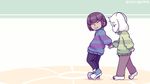  abstract_background animated asriel_dreemurr boss_monster caprine child clothing duo enchillama eyes_closed fangs flower footwear fur goat hand_holding human long_ears loop mammal plant protagonist_(undertale) shoes simple_background stripes undertale video_games white_fur young 