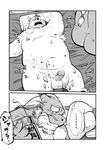 after_sex anthro armpit_hair balls bear belly big_belly blush butt claws comic cum cum_everywhere dragon erection facial_hair goatee hair hown japanese_text long_hair male male/male mammal messy pcste5fje penis pubes scalie slightly_chubby tailless text translation_request ガロウ好き 