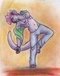  &lt;3 2018 anthro da dancing eldingo_(artist) fur male mammal mustelid open_mouth otter simple_background solo traditional_media_(artwork) young 