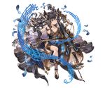  augusta_(granblue_fantasy) bare_shoulders black_gloves black_hair breasts butterfly_hair_ornament cello chair cleavage draph dress feathers full_body gloves granblue_fantasy hair_ornament horns instrument large_breasts long_hair looking_at_viewer minaba_hideo musical_note official_art pointy_ears sitting sleeveless solo transparent_background yellow_eyes 