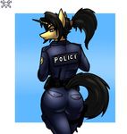  2017 amber_eyes amber_steel anthro black_hair butt equine fan_character female hair horn looking_at_viewer looking_back mammal metalfoxxx my_little_pony ponytail solo unicorn 