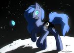  blue_eyes cutie_mark equine feathered_wings feathers female feral friendship_is_magic hioshiru hooves horn mammal moon my_little_pony outside planet princess_luna_(mlp) smile solo space standing winged_unicorn wings 