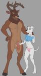  adam_wan big_penis bulge canine cervine clothing dalmatian deer dog foreplay girly human_genitals male male/male mammal penis romantic_couple size_difference thong twink underwear 
