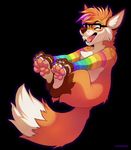  2017 anthro aycee brown_fur brown_nose canine claws cute eyewear fox fur glasses hair male mammal orange_fur orange_hair pawpads pink_pawpads roanoak simple_background white_fur 