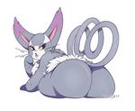  big_butt butt feline fur gomegapokemon grey_fur looking_back mammal nintendo pok&eacute;mon purugly tongue tongue_out video_games yellow_eyes 