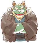  anthro clothing dragon facial_hair garousuki grin horn kemono male pcste5fje scalie sharp_teeth smile teeth whiskers ガロウ好き 