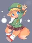  anthro blue_eyes blush clothed clothing cute footwear fur hat mammal pawpads shoes solo waving wide_eyed 