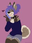  &lt;3 anthro canine clothed clothing collar female looking_at_viewer mammal open_mouth puccaruu smile solo 