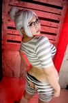  1girl asian ass chouzuki_maryou cosplay glasses huge_ass photo plump prison_school shiraki_meiko shiraki_meiko_(cosplay) solo white_hair 
