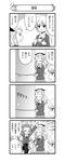  4koma absurdres arms_up assam bangs braid closed_eyes closed_mouth comic cup darjeeling dress_shirt emblem girls_und_panzer greyscale hair_ribbon highres holding leg_up long_hair long_sleeves looking_at_another miniskirt monochrome multiple_girls nanashiro_gorou necktie official_art open_mouth pantyhose parted_bangs pdf_available pleated_skirt ribbon rosehip saucer school_uniform shirt short_hair skirt smile st._gloriana's_school_uniform standing sweater teacup tied_hair translated twin_braids v-neck 