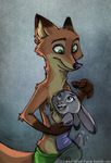  anthro canine disney duo female fox fur judy_hopps lagomorph male mammal nick_wilde rabbit red-velvet-panda zootopia 