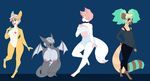  anthro big_breasts breasts canine clothed clothing dragon feline female girly group lemur looking_at_viewer male mammal nipples nude primate puccaruu pussy smile 