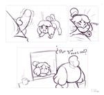  animal_crossing bite blush canine dog female isabelle_(animal_crossing) kekitopu male male/female mammal monochrome nintendo penis video_games 