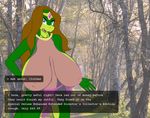  anthro big_breasts blue_eyes breasts brown_hair clothing female hair huge_breasts lizard princess reptile royalty samantha_brooks sarcolopter scalie solo translucent 