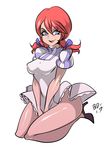  1girl apron bigdead93 breasts dress high_heels red_hair solo twintails wendy&#039;s wendy_(wendy&#039;s) 