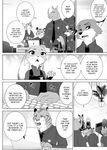  anthro canine clothing comic disney feline fur judy_hopps lagomorph male mammal namagakiokami nick_wilde rabbit rhinoceros text tiger uniform wolf zootopia 