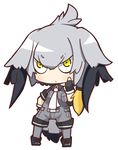  breast_pocket chibi commentary_request gradient_hair head_wings highres kemono_friends long_hair looking_at_viewer multicolored_hair necktie nuu_(nu-nyu) pocket shoebill_(kemono_friends) silver_hair solo tail yellow_eyes 