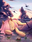  cutie_mark day detailed_background equine eyes_closed female feral fluttershy_(mlp) friendship_is_magic gianghanez2880 hair hooves lying mammal my_little_pony pink_hair sky solo water 