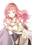  atoatto bare_shoulders celica_(fire_emblem) dress fire_emblem fire_emblem_echoes:_mou_hitori_no_eiyuuou fire_emblem_gaiden long_hair looking_at_viewer red_eyes red_hair simple_background smile solo tiara white_background 