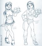  2017 alcohol anthro areola beaver beer beverage bottomless breasts brian_mcpherson clothed clothing female footwear glass high_heels maid_costume maid_uniform mammal nipples plate pussy rodent shoes sketch topless uniform waiter 