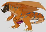  digimon dragon greymon male penis red_eyes scalie simple_background solo teeth white_background yaroul 
