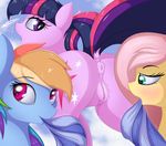  2017 absurd_res anatomically_correct anatomically_correct_pussy animal_genitalia animal_pussy anus blush butt clothing dialogue dock earth_pony english_text equine equine_pussy female feral fluttershy_(mlp) friendship_is_magic group hair hi_res horse mammal multicolored_hair my_little_pony open_mouth outside pink_hair pony purple_eyes pussy pussy_juice rainbow_dash_(mlp) rainbow_hair text twilight_sparkle_(mlp) twiren 