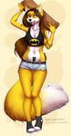  anthro breasts canine clothed clothing female fox fur hair kyotokisha15 mammal navel open_mouth smile solo tongue 