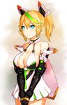  bare_shoulders blonde_hair blue_eyes breasts dress elbow_gloves gene_(pso2) gloves green_hair halterneck large_breasts long_hair mathew_(srmmk_mce) multicolored_hair phantasy_star phantasy_star_online_2 solo streaked_hair twintails v_arms 