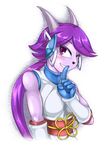  anthro aquatic_dragon clothed clothing dragon female freedom_planet freedom_planet_2 hair horn hybrid long_hair mammal purple_hair sash_lilac simple_background smile solo teeth video_games white_background zelen 
