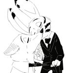  anthro black_and_white canine clothed clothing disney duo eyes_closed fox gun jack_savage kissing lagomorph male male/male mammal monochrome necktie necktie_pull nick_wilde rabbit ranged_weapon replytoanons shirt simple_background suit weapon white_background zootopia 