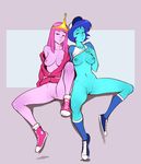  adventure_time areolae baseball_cap blue_hair blue_skin bottomless breasts company_connection creator_connection crossover hat hime_cut hood hoodie izra lapis_lazuli_(steven_universe) long_hair looking_at_viewer medium_breasts multiple_girls naughty_face nipples no_bra pink_hair pink_skin princess_bonnibel_bubblegum pussy raglan_sleeves shirt shirt_lift shoes short_hair sitting sneakers socks spread_legs steven_universe t-shirt tiara unzipped 