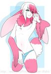  anthro clothing dtalvi fur girly hair lagomorph looking_at_viewer male mammal rabbit smile solo standing underwear 