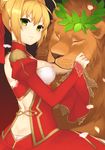  :3 ahoge back back_cutout bangs braid breasts closed_mouth commentary_request dress epaulettes fate/extra fate_(series) french_braid from_side hair_between_eyes hair_bun hair_intakes hair_ribbon highres juliet_sleeves lio_(tsukuyomi-tei) lion long_sleeves looking_at_viewer looking_back medium_breasts nero_claudius_(fate) nero_claudius_(fate)_(all) panties panty_peek puffy_sleeves red_dress red_ribbon ribbon short_hair sidelocks smile solo underwear upper_body v-shaped_eyebrows white_panties 
