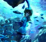  azumi_kazuki blue fish hat murasa_minamitsu sailor sailor_collar sailor_hat short_hair solo touhou underwater 