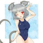  absurdres animal_ears grey_hair highres himenomikan mouse_ears mouse_tail nazrin one-piece_swimsuit red_eyes solo swimsuit tail touhou 