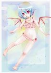  bad_id bad_pixiv_id barefoot bat_wings bikini blue_hair book_sakura flat_chest lowleg lowleg_bikini open_mouth red_eyes remilia_scarlet short_hair solo swimsuit touhou wings 