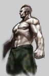  bad_id bad_pixiv_id beard brown_hair clenched_hand copyright_request cozy facial_hair fatigues male_focus manly mohawk muscle shirtless simple_background solo veins 